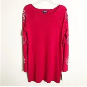 INC International Concepts Sweaters Red Rhinestone Embellished